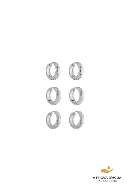 BRINCO TRIO ARGOLA MÉDIA LISA AÇO INOX BM2175-A