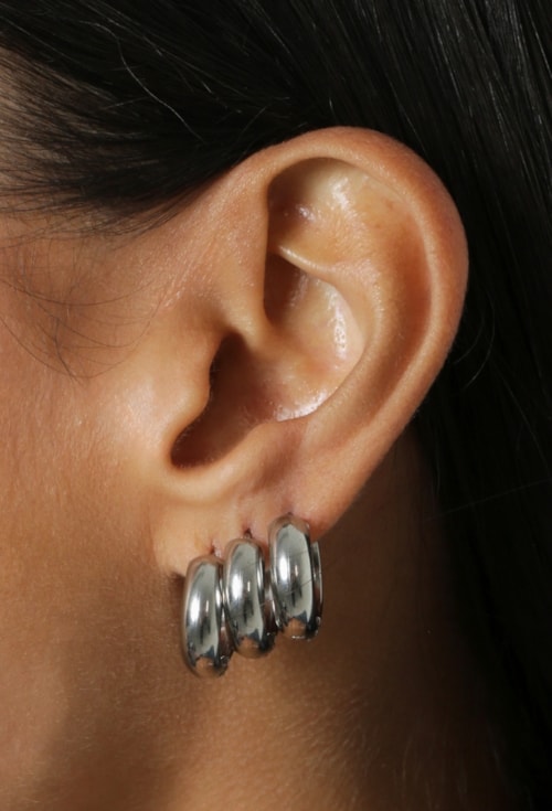 BRINCO TRIO ARGOLA MÉDIA LISA AÇO INOX BM2175-A