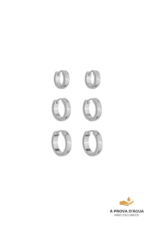 BRINCO TRIO ARGOLA QUADRADA AÇO INOX POLIDO BM2194-A