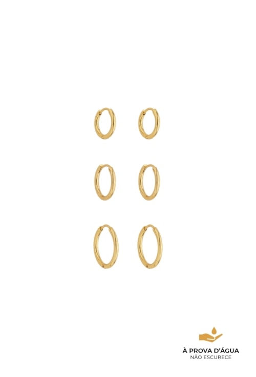 BRINCO TRIO DE ARGOLINHAS LISAS INOX DOURADO BM2027-AD