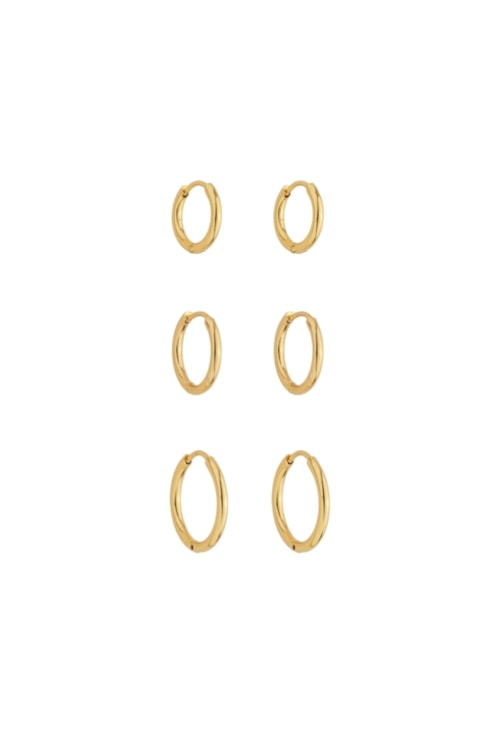 BRINCO TRIO DE ARGOLINHAS LISAS INOX DOURADO BM2027-O