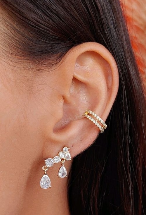 BRNCO EAR CUFF COM GOTAS DE ZIRCÔNIA CRISTAL BM1266-O