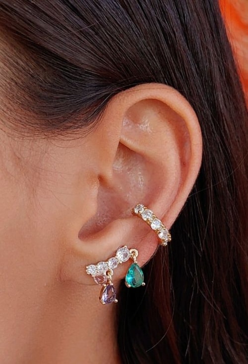 BRNCO EAR CUFF DE ZIRCÔNIAS COM GOTAS COLORIDAS BM1266-O BRNCO EAR CUFF DE ZIRCÔNIAS COM GOTAS COLORIDAS BM1266-O