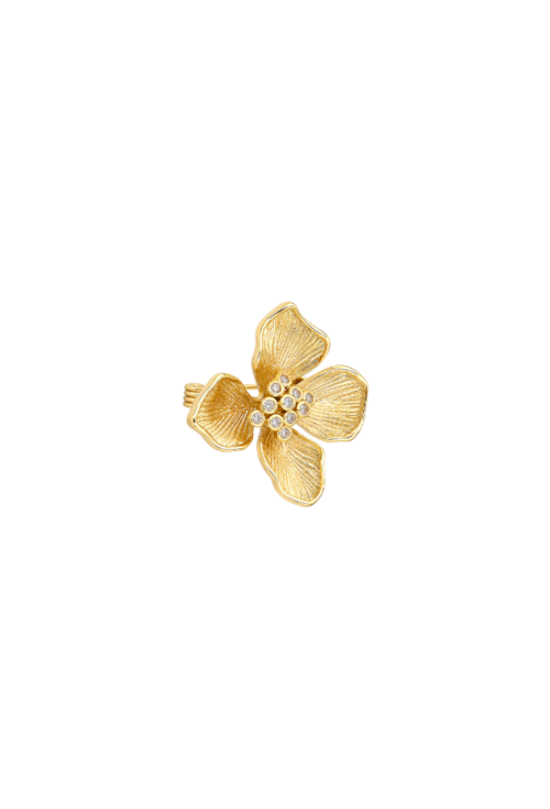 BROCHE FLOR TEXTURIZADO CRAVEJADO AC017-O