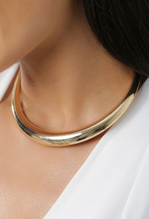 CHOKER ARO PEQUENO LISO COM CORRENTE OURO CH391-O