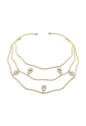 CHOKER ARO TRIPLO COM PÉROLAS GOTA EM OURO CH371-O