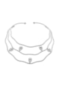 CHOKER ARO TRIPLO COM PÉROLAS GOTA EM RÓDIO CH371-R