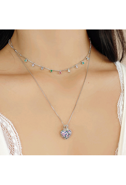 CHOKER COM BOLINHAS E ZIRCÔNIAS COLORIDAS CH141-R