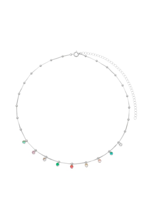 CHOKER COM BOLINHAS E ZIRCÔNIAS COLORIDAS CH141-R