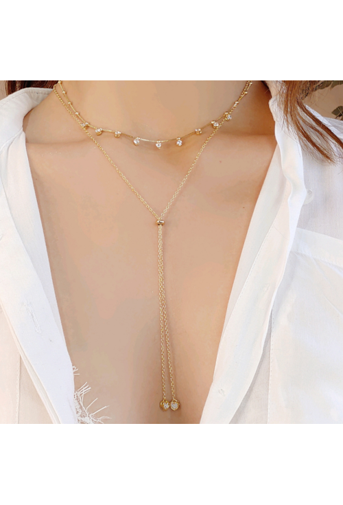 CHOKER COM BOLINHAS E ZIRCÔNIAS CRISTAL CH141-O