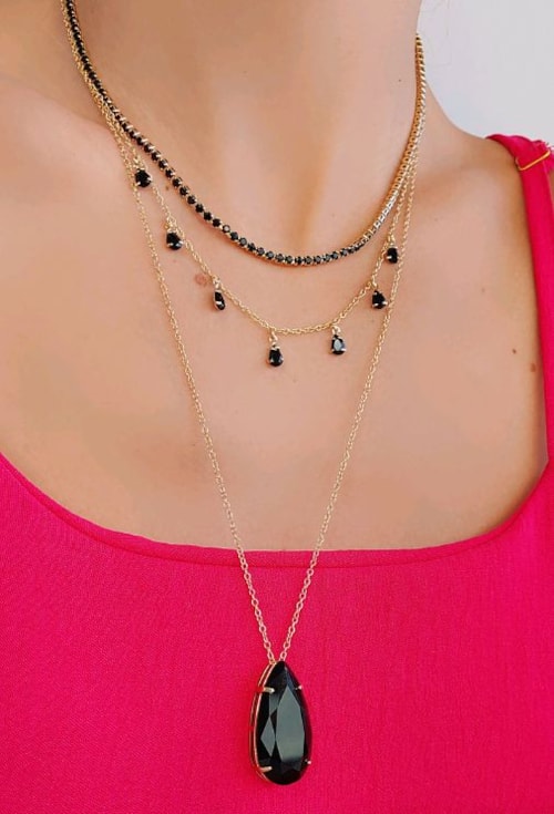 CHOKER COM CRISTAIS ÔNIX GOTA CH217-O