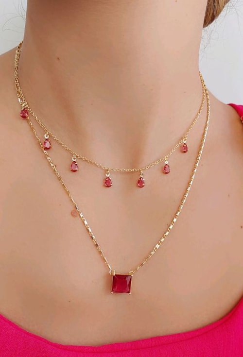 CHOKER COM CRISTAIS RUBELITA GOTA CH217-O