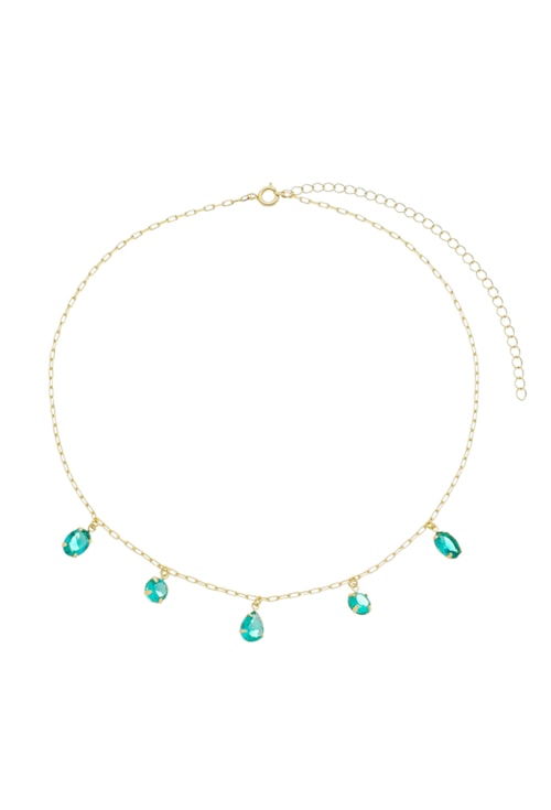 CHOKER COM CRISTAIS TURMALINA NO OURO CH223-O