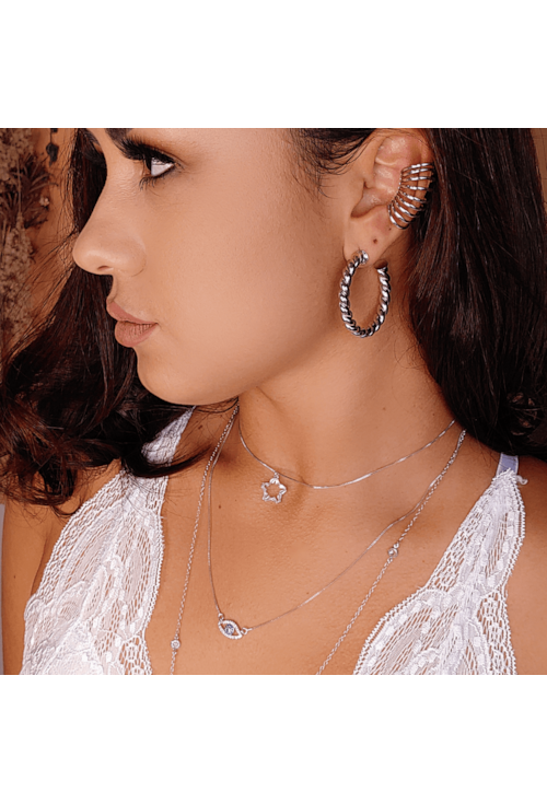 CHOKER COM ESTRELA DE ZIRCÔNIA BAGUETE CH086-R