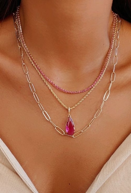 CHOKER COM GOTA FÚCSIA CH208-O
