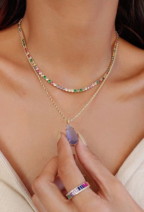 CHOKER COM GOTA TÂNZANITA FOSCA CH208-O