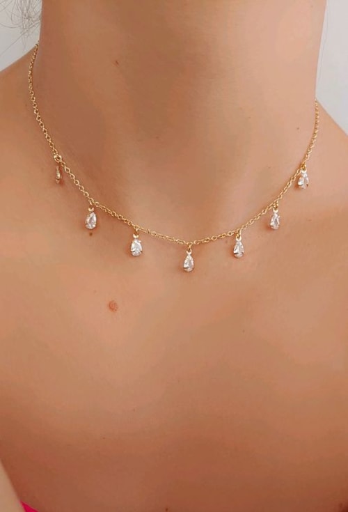 CHOKER COM GOTAS DE ZIRCÔNIA CRISTAL CH217-O