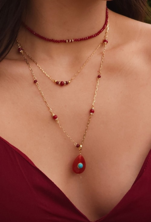 CHOKER COM JADE RUBI NO OURO CH354-O