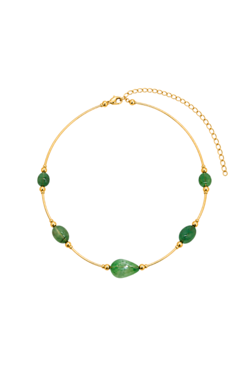 CHOKER COM PEDRAS ÁGATA VERDE BANHADA A OURO CH401-O