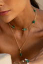 CHOKER COM PEDRAS ÁGATA VERDE BANHADA A OURO CH401-O