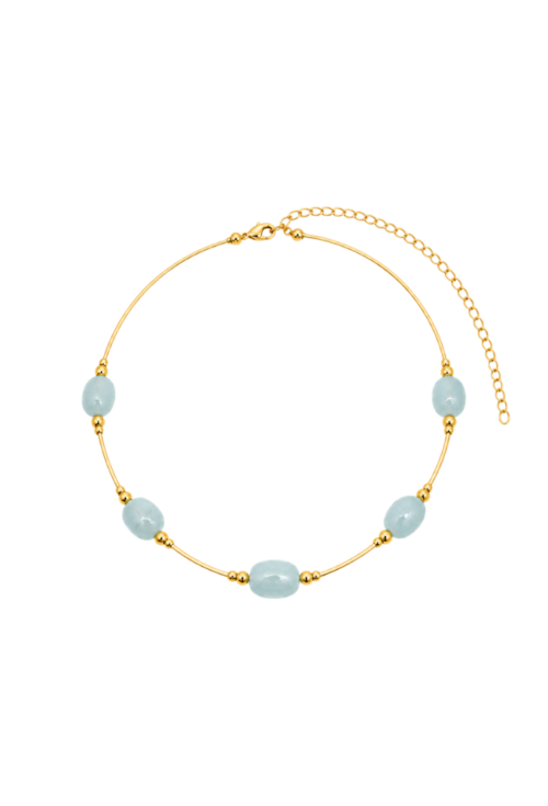 CHOKER COM PEDRAS ÁGUA MARINHA BANHADA A OURO CH401-O