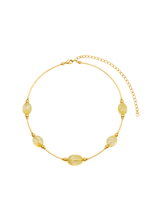 CHOKER COM PEDRAS CITRINO BANHADA A OURO CH401-O