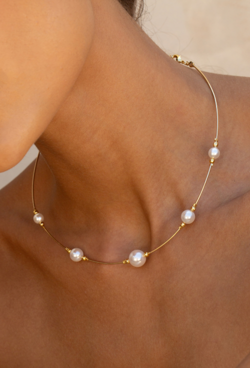 CHOKER COM PÉROLA SHELL BANHADA A OURO CH402-O