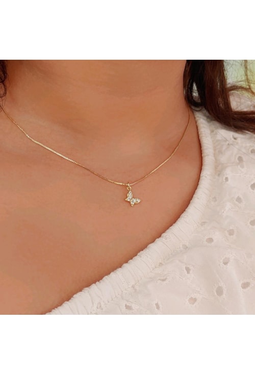 CHOKER COM PINGENTE BORBOLETA CRAVEJADA CH207-O