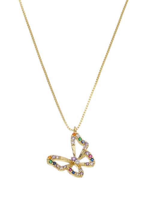 CHOKER COM PINGENTE DE BORBOLETA COLORIDO CH225-O