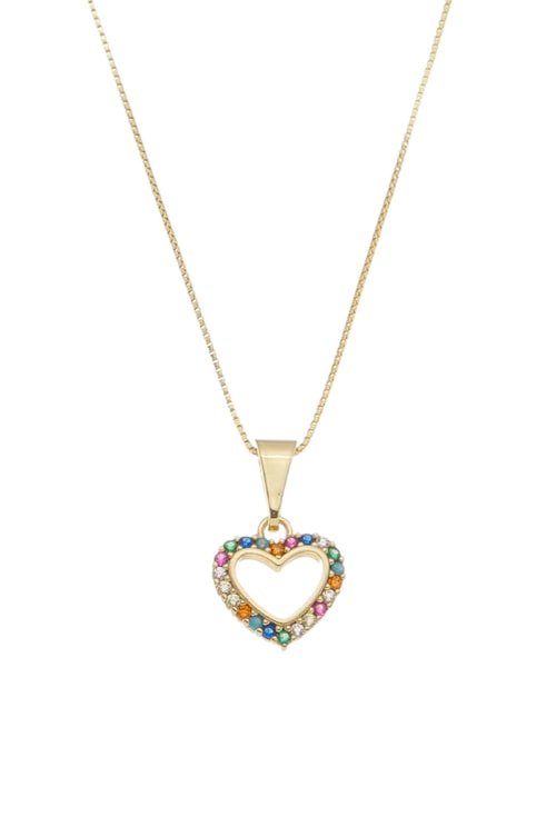 CHOKER COM PINGENTE DE CORAÇÃO COLORIDO CH226-O