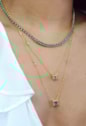 CHOKER COM PINGENTE QUADRADO TURMALINA CRAVEJADA CH376-O