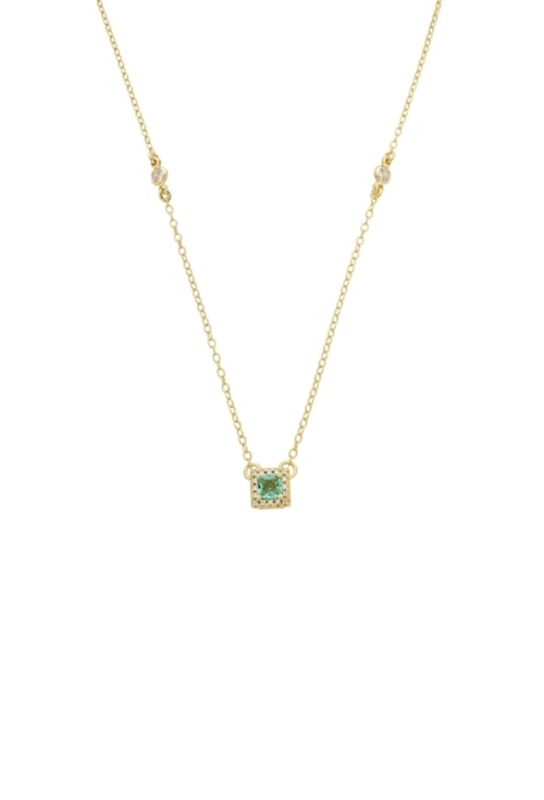 CHOKER COM PINGENTE QUADRADO TURMALINA CRAVEJADA CH376-O