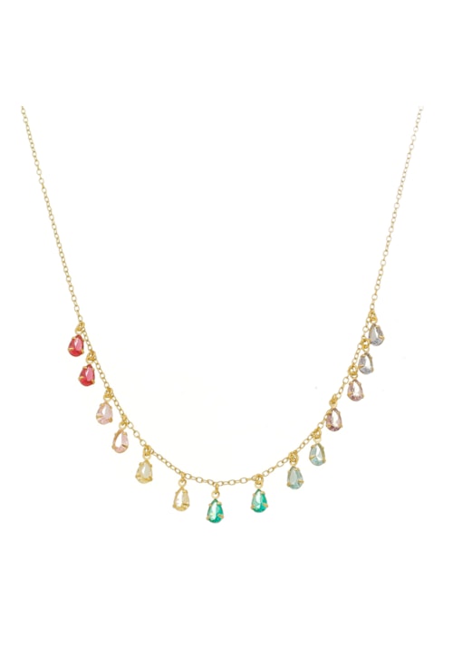 CHOKER COM PONTOS DE LUZ COLORIDO NO OURO CH124-O