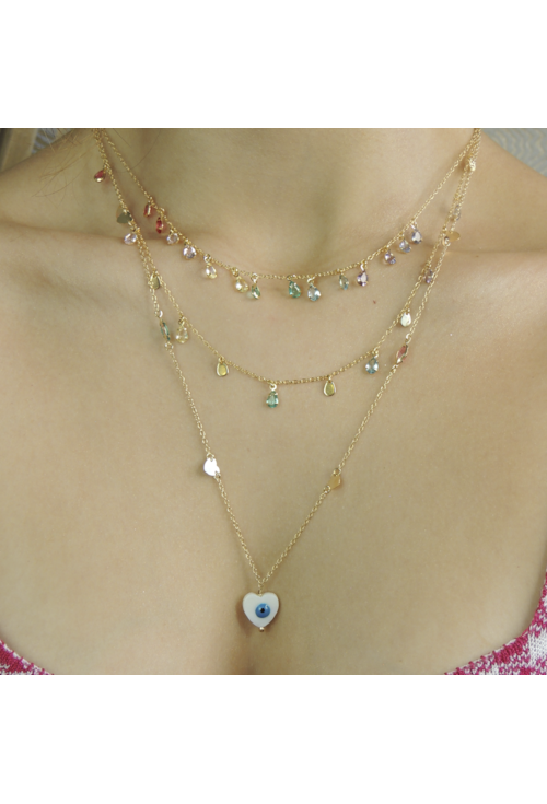 CHOKER COM PONTOS DE LUZ COLORIDO NO OURO CH124-O