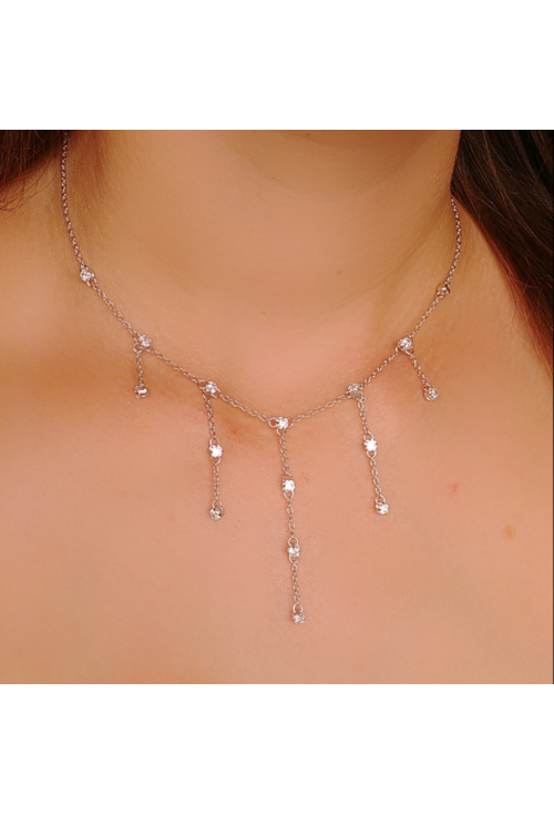 CHOKER COM PONTOS DE LUZ CRISTAL E CORRENTES CH199-R