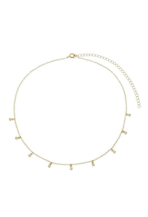 CHOKER COM PONTOS DE LUZ DE ZIRCÔNIAS CRISTAIS NO OURO CH230-O
