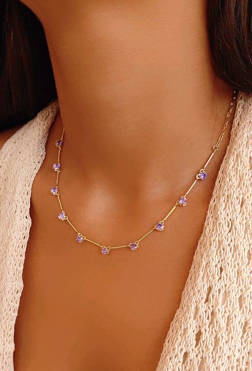 CHOKER COM ZIRCÔNIAS AMETISTA CH221-O