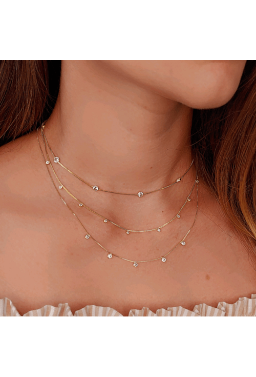 CHOKER COM ZIRCÔNIAS CRISTAL NO OURO CH143-O