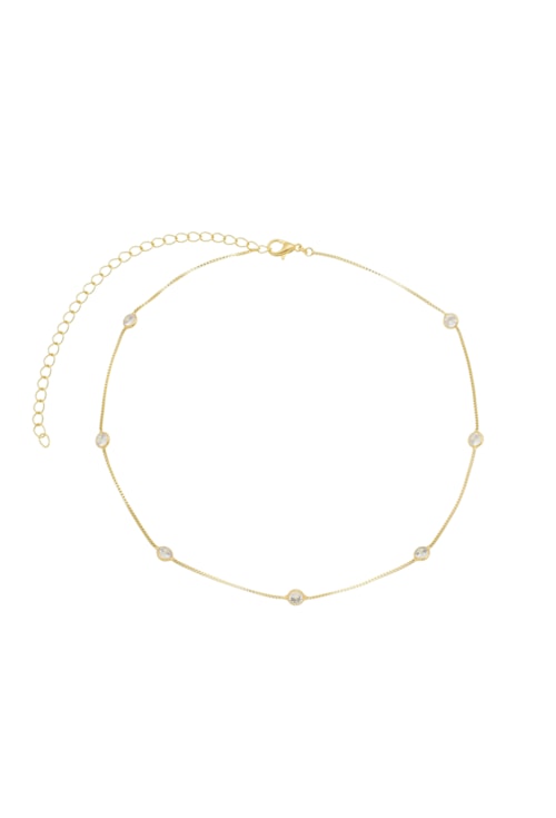 CHOKER COM ZIRCÔNIAS CRISTAL NO OURO CH143-O