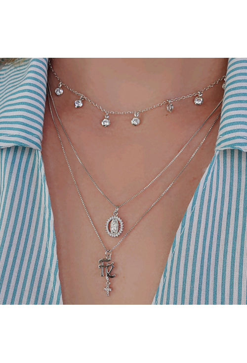 CHOKER COM ZIRCONIAS CRISTAL NO RÓDIO CH134-R