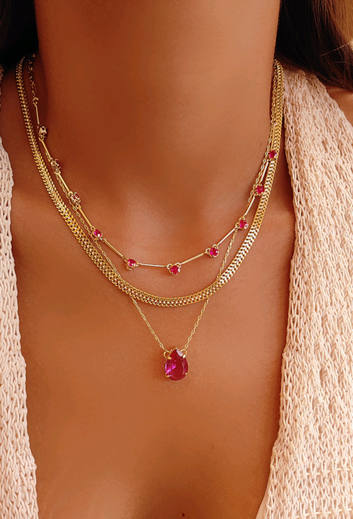 CHOKER COM ZIRCÔNIAS PINK CH221-O