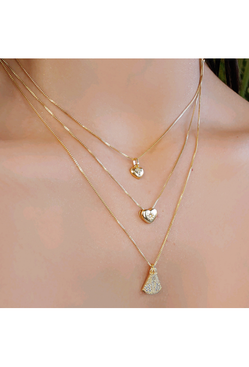 CHOKER CORAÇÃO COM CRUZ CRAVEJADA NO OURO CH161-O