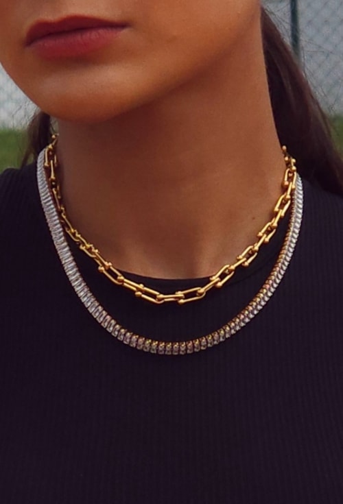 CHOKER CORRENTE COM ELOS U AÇO DOURADO CH379-AD