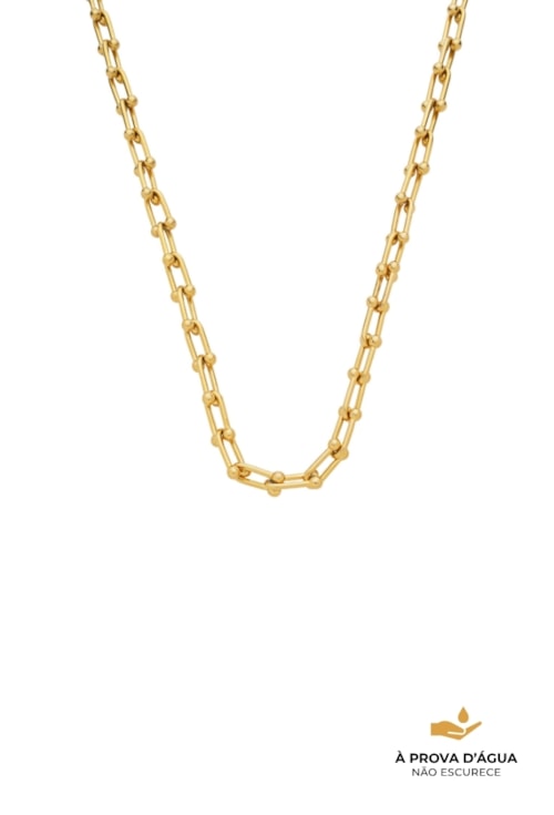CHOKER CORRENTE COM ELOS U AÇO DOURADO CH379-AD