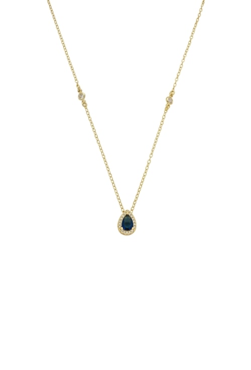 CHOKER CORRENTE COM PINGENTE GOTA SAFIRA CRAVEJADA CH377-O