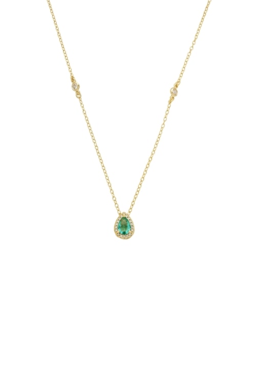 CHOKER CORRENTE COM PINGENTE GOTA TURMALINA CRAVEJADA CH377-O