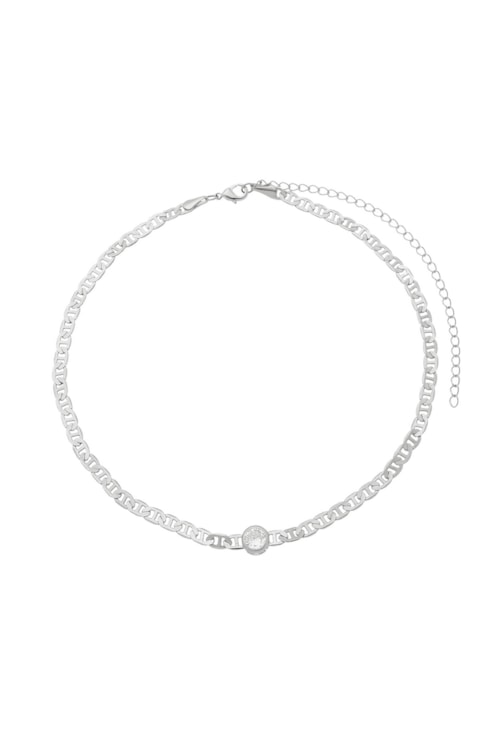 CHOKER CORRENTE DE LACRE COM ZIRCÔNIA CH138-R