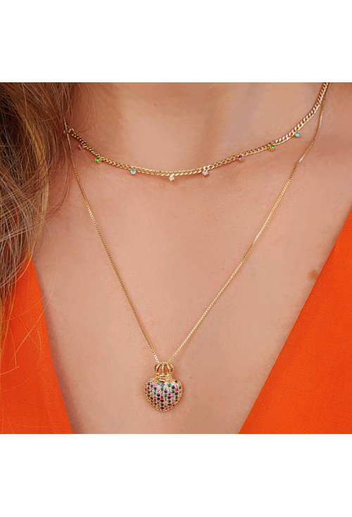 CHOKER CORRENTE E PONTO DE LUZ COLORS CH033-O