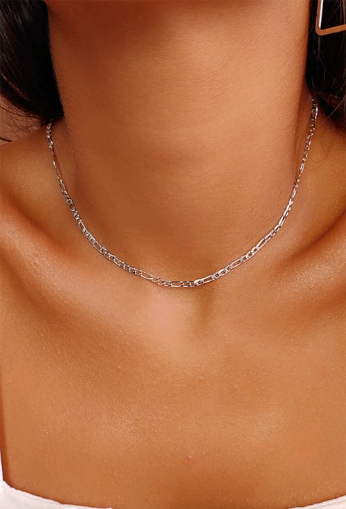 CHOKER CORRENTE FÍGARO NO RÓDIO CH119-R