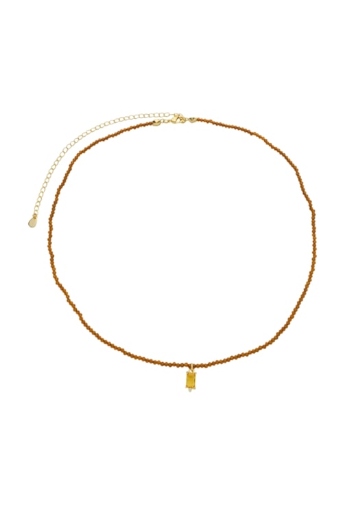 CHOKER CRISTAL MARROM COM PINGENTE TOPAZIO CH353-O